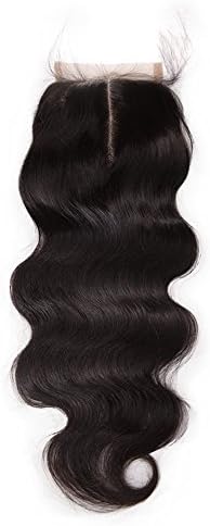 Delin 4"x4" Middle Part Lace Closure With Baby Hair Unprocessed Brazilian Human Hair Body Wave Top Closure 8"