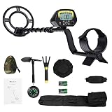 MARNUR Metal Detector for Kids and Adults with Pinpoint Waterproof Search Coil Backlit LCD Display High Accuracy Adjustable Sensitivity Metal Detector Kit for Beginners Treasure Hunt with Accessories
