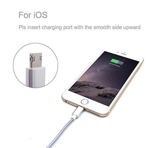 Vanten(TM) 3ft Reversible Apple iPhone 7 / iPhone 7plus Lightning Cable and Micro USB Cable Nylon Braided 2 in 1 Joined USB Cord for iOS and Android with One Plug (1 Pack)