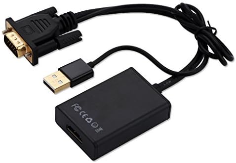 Bosjett® Golden-plated HD 1080P VGA Male + USB Power to HDMI Output TV AV HDTV Video Cable Converter Plug and Play Adapter with Audio Input for Laptop Desktop