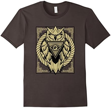 Men's Owl Pyramid Secret Illuminati Owl Tattoo Style T-Shirt Medium Asphalt