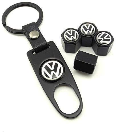 coocci 3D Laxury VW Car Tyre Car Tyre Valve Stem Cap Air Covers with Keychain for All Cars