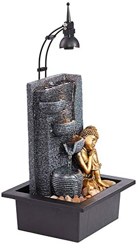 John Timberland Kneeling Buddha Asian Zen Indoor Table-Top Water Fountain with Light LED 17" High Cascading for Table Desk Home Office Bedroom Relaxation - Thumbnail 5
