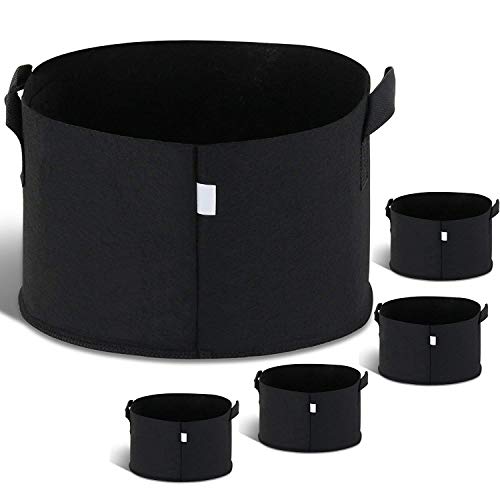 GROWNEER 5-Pack 10 Gallons Planting Grow Bags Fabric Pots with Handles