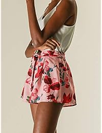 Pantalones cortos de verano para dama con estampado floral, cintura alta, elásticos