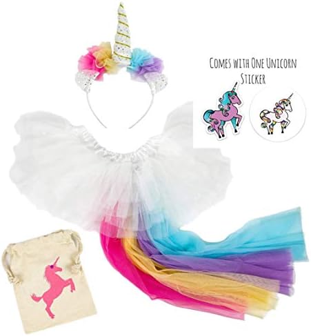 Unicorn Tutu for Girls: Unicorn Dress UP Costume Outfit for Girls Birthday Includes: Headband, Skirt Tail Outfit Size Tutu Set Rainbow