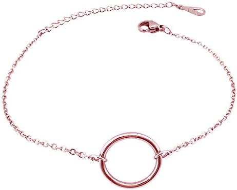 Circle Ankle Bracelets Sandal Anklet 18k Rose Gold Plated Stainless Steel for Women Girl
