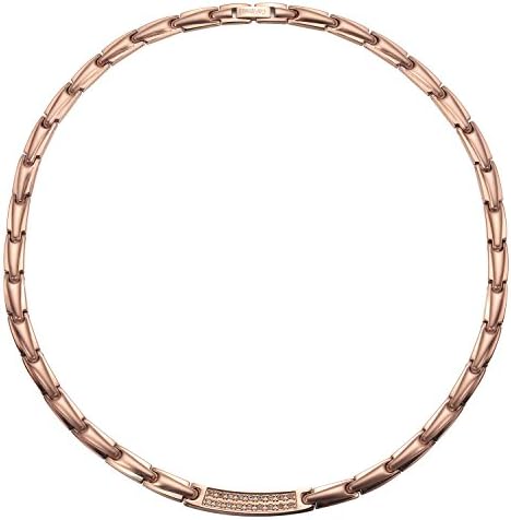 COFITNESS Womens Crystal Titanium Magnetic Therapy Necklace with Healing Magnets Pain Relief for Arthritis,Rose Golden,3500 Gauss