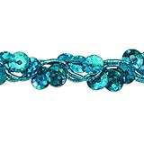 Expo International Alison Wavy Sequin Braid Trim Embellishment, 20-Yard, Turquoise
