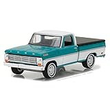 Greenlight 29924 1969 Ford F-100 Pickup Truck Turquoise with Bed Cover Hobby Exclusive 1/64 Diecast Model Car