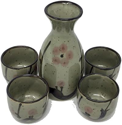 Japan Made 3.5 oz Bottle Serving Set for Cold and Hot Sake, with 4 Cups in Gift Box, Asian Oriental Japanese Saki Carafe Tokkuri Dispenser Traditional Drinking Glasses Ceramic, ASIN: B072C6HRJL