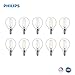 Philips LED Dimmable G16.5 Globe Light Bulb, 180-Lumen, 2700-Kelvin, 2.7-Watt (25-Watt Equivalent), E12 Candelabra Base, Clear, Soft White, 10-Pack