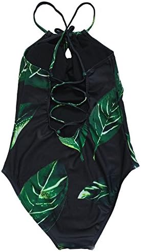 Lemosery Women's Bathing Floral Leaf Printed Sexy Back Bandage Padded Halter One Piece Monokini Swimsuits
