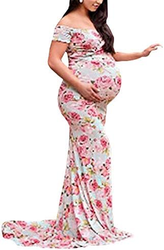 Ladies Long Maternity Clothes for Pregnant Women Clásico Lace Maternity Dress Floral Printed Maternity Pregnant Dress Photo Shoot Girl
