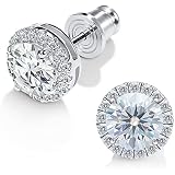 Genuine Certified Moissanite Stud earrings 3mm 0.1ct* total 0.2ct