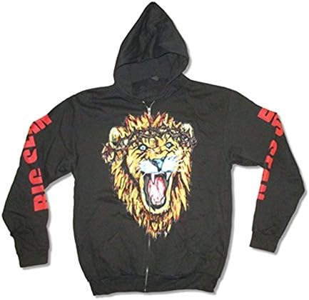 Big Sean Men's Lion Zippered Hooded Sweatshirt Medium Black