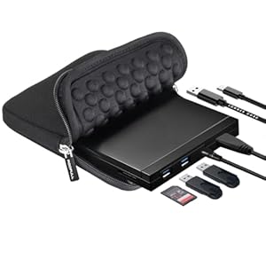 ROOFULL 外付けCD/DVDドライブ USB 3.0 Type-C USBポート2個&SD/TFリーダー