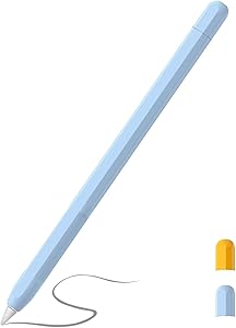 Case Cover Silicone Sleeve Skin for Apple Pencil 2nd. It is Compatible with The Pen Sleeve of New Pro 11, 12.9 inches 2020 Apple Pencil 2 Gen. Two Pen tip Sleeves are Used. (Blue/Orange)
