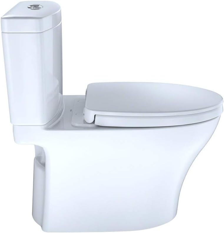 TOTO CST446CUMG#01 Aquia IV 1G Elongated Dual Flush 1.0 and 0.8 GPF Skirted CEFIONTECT two-piece-toilets, Cotton White - - 