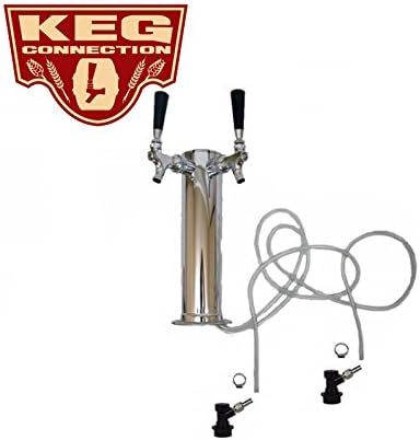 2 Faucet - Dual Tap Homebrew Tower, Chrome Faucets, Handles, Ball Lock Disconnects by Kegconnection