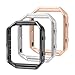 bayite Replacement Accessory Steel Frame Compatible Fitbit Blaze Smart Watch Pack of 3, Black, Silver and Rose Gold