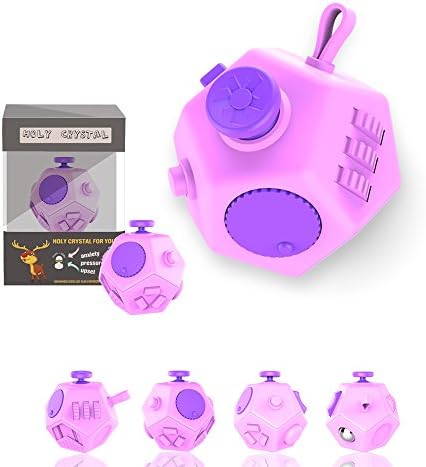 Pybrainpower 12 Sides Fidget Toys Cube are Typically Intended to Help Students with Autism or ADHD Focus Better, Relieves Stress and Anxiety for Children and Adults (F-pink)