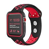 qiongen Compatible Apple Watch Band 40mm 44mm with Case, Shock-Proof and Shatter-Resistant Protective Case with Silicone Sport Band, Compatible iWatch Band Series 4