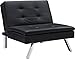 DHP Chelsea Convertible Accent Chair with Pillow, Black Faux Leather