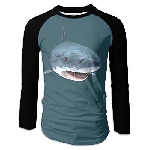Mens Novelty 3D Great White Shark 3d Model Fbx Obj Max 4ecf2efc-ef35-4df9-8664-032c40e69a62 Print Long Sleeve Baseball T-shirt Performance Crew Neck Raglan Shirt Jersey Small