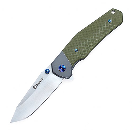 Ganzo G7491 Pocket Folding Knife 440c Blade G10 Hanlde Camping Knife Hunting Knife (Green)