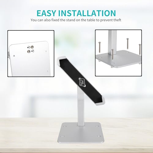 Oilcan Secure Tablet Stand, iPad Anti-Theft Desk Stand, Metallic Material – Shop Crate Kiosk Lock Stand for 9-14 Inch Tablets, iPad Pro, Air, Galaxy Tabs, Surface Pro, etc