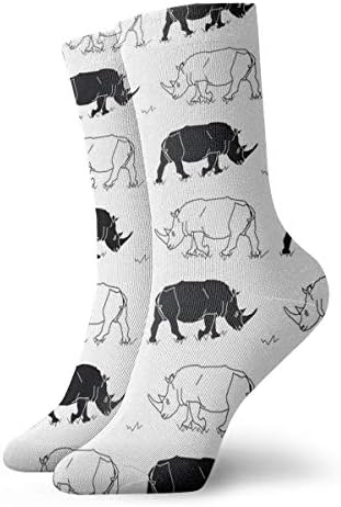 ISHK Black White Rhinos Men Women Printed Funny Short Socks,Sport Compression Socks Stretch Socks,Outdoor Non-Slip Hiking Climbing Socks