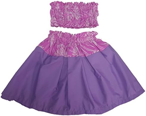 Hula Outfit Costume Girl Skirt Top Pa'u Made on Maui (4T-5T, Pink/Lavender)