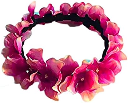 Tropical pink purple flower headband flower child goddess hawaiian vacation floral crown spring beach paradise fairy bridesmaids