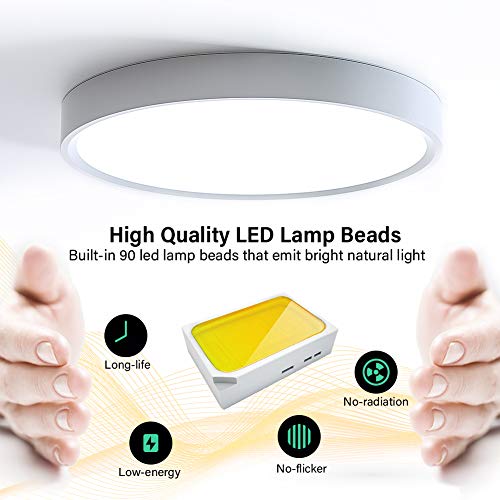 LED Deckenleuchte, UBRAVOO 18W Deckenlampe, Flimmerfreie Kaltweiß Warmweiß Einstellbar Rund Badlampe für Küche… – Bild 5
