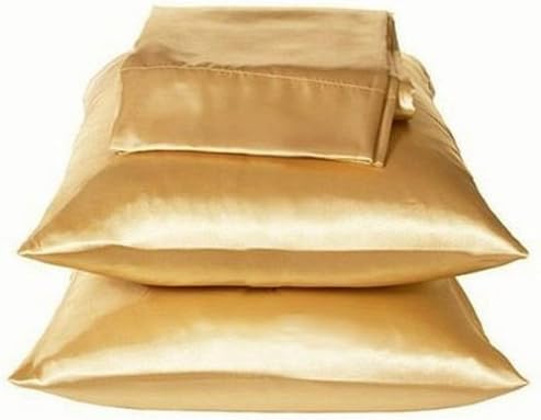 Dreamkingdom Standard Solid Silky Satin Pillow Cases - Gold ( Pack of 2 )
