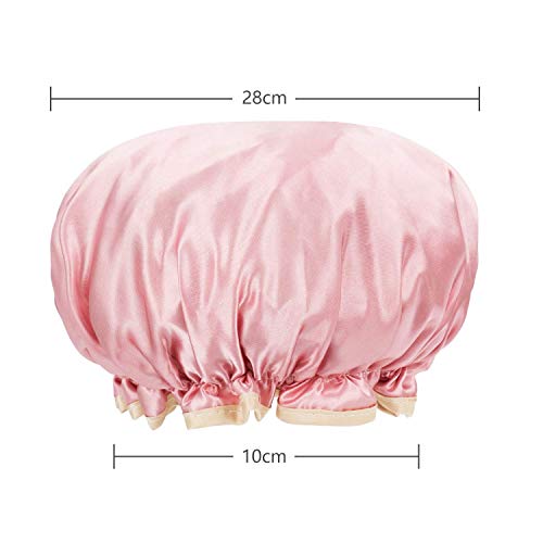 Microfiber Shower Cap Bath Cap - Shower Bonnet Designed for Women and Girls Waterproof Caps Reusable Double Layer Bath Accessories (3 Pack)