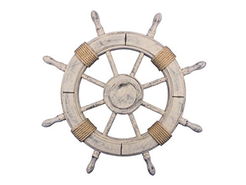 Rustic Decorative Ship Wheel 24" - Wooden Ships Wheel - Boat Steering Wheel Dec