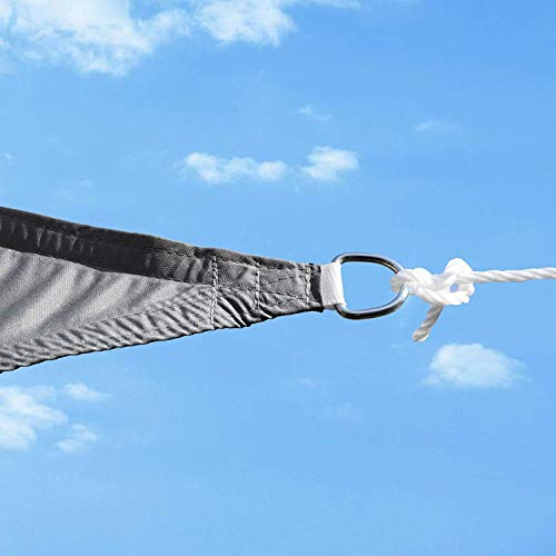 AMZERO Sonnensegel Quadrat 6x7.5m Sonnenschutz für Garten, Sonnensegel Wasserabweisend mit Zubehör aus rostfreiem Stahl Sonnenschutz für Garten, Balkon und Terrasse, Grau – Bild 6