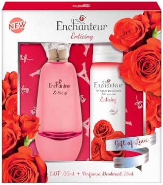 Gift Set Enchanteur Love Perfume Enchanteur EDT& Perfumed Deodorant  Giftpack- Rose Oud Amour, Gift