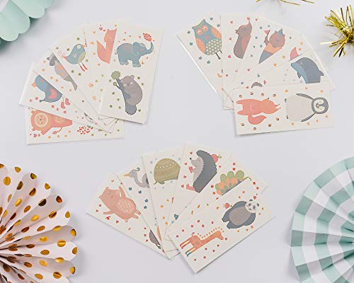 PapaKit Cute Zoo Animals 36 Temporary Tattoos Set | 18 Individually Wrapped Sheets | Non-Toxic FDA Approved Ingredients Safe Removable | Boys Girls Children's Birthday Party Favor Supplies ...