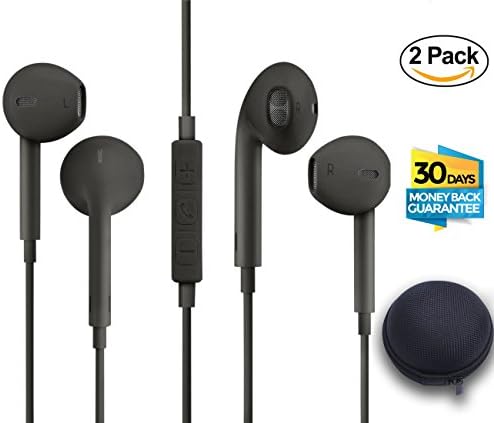 Earphones with Microphone Premium Earbuds Stereo Headphones / 3.5MM AUX / Noise Isolating Headset / Sweat Proof / With Bonus Carry / Remote for Ios Android Smartphone Tablets Devices by Flowsellers