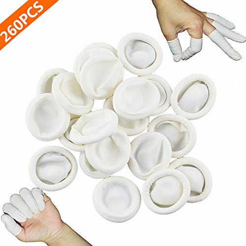 Upgrade Disposable Latex Finger Cots, 150g(Approx.260PCS) Anti-Static Powder Free Rubber Fingertips Finger Protector Gloves for Electronic Repair, Painting, Jewelry Cleaning, Manicures, Industrial