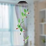Amzdeal Hummingbird Solar Mobile Solar Mobile Wind Chime Solar Powered LED Light Color Changing Hummingbird Wind Chimes for Outdoor Garden Décor Christmas