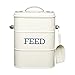 KitchenCraft Living Nostalgia Pet Food Storage Tin with Metal Scoop, Dog Food Bin, Dry Animal Feed Biscuit Metal Container for Bird, Cat, Rabbit, Guinea Pigs, Antique Cream