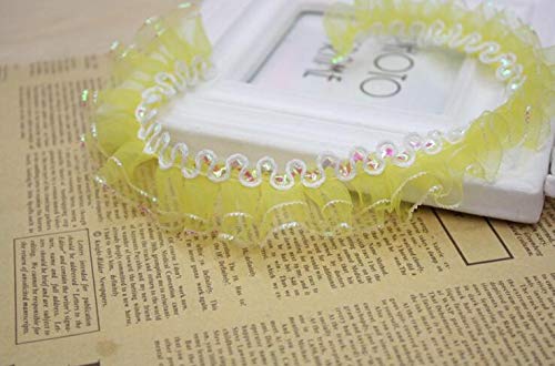 Lace - 40 Meters Pack Pleat Ruffle Lace Trim Fold Mesh Trimming Gauze Ribbon Diy Material - Hospital Baby Leggings Stretch Panties Sweater Wide Under Flowers Slip Pajama Halter Extender Pill - Thumbnail 6