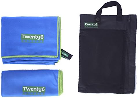 Microfiber Travel / Camping Towel Compact Quick Dry (Blue/Green, Large)