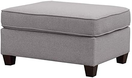 Modern Style Linen Fabric Sectional Sofa L Shape Couch with Ottoman & Reclining Backrest Living Room/Office Furniture Free Combination Set Light Gray(Ottoman)