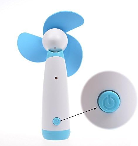 Easy To Push Button Blue Personal Hand-held/Portable Super Mute Battery Operated Mini Air Cooling Fan For Home and Travel, LiBangTai