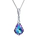 Queenberry Austrian Crystal Baroque Vitrail Light Purple Pendant Rhodium-plated Silver Adjustable Necklace 16'' + 2'' Extender
